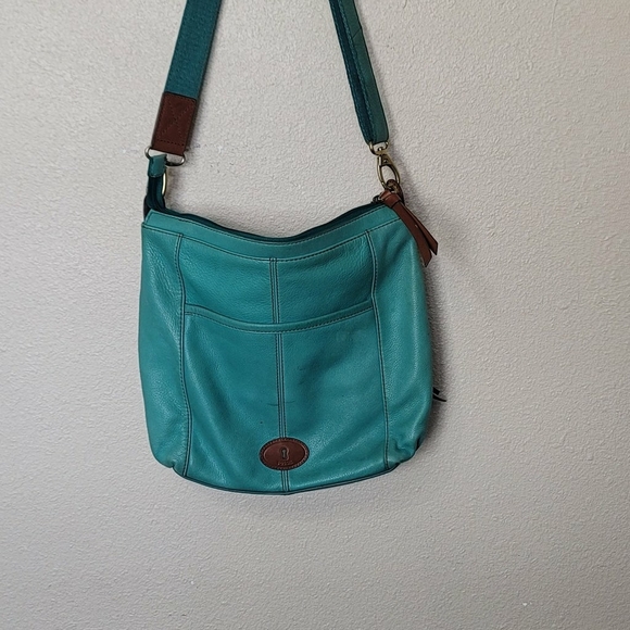 Fossil Morgan Large Zip Top Crossbody/Messenger Bag Maroon Leather - Picture 5 of 10